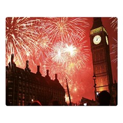 London Celebration New Years Eve Big Ben Clock Fireworks Double Sided Flano Blanket (large)  by Sapixe