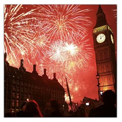 London Celebration New Years Eve Big Ben Clock Fireworks Large Satin Scarf (square)