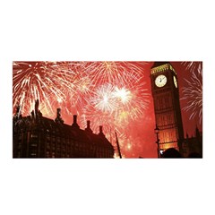 London Celebration New Years Eve Big Ben Clock Fireworks Satin Wrap by Sapixe