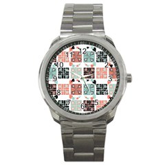 Mint Black Coral Heart Paisley Sport Metal Watch by Sapixe