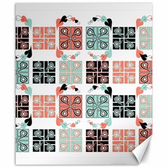 Mint Black Coral Heart Paisley Canvas 20  X 24   by Sapixe