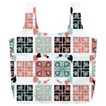 Mint Black Coral Heart Paisley Full Print Recycle Bags (L)  Front