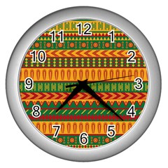 Mexican Pattern Wall Clocks (silver)  by Sapixe