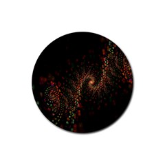 Multicolor Fractals Digital Art Design Rubber Round Coaster (4 Pack)  by Sapixe