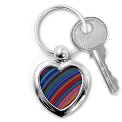 Multicolored Stripe Curve Striped Key Chains (heart)  by Sapixe