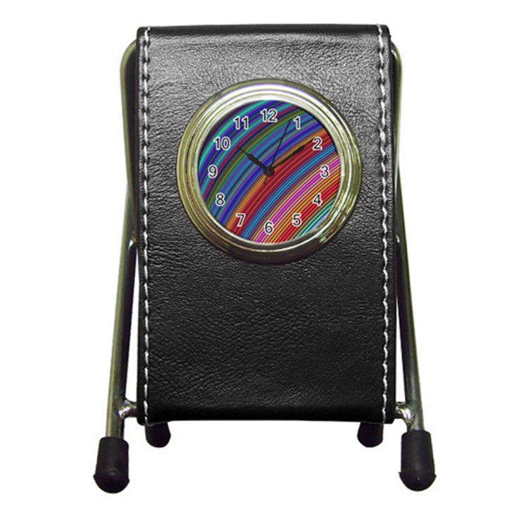 Multicolored Stripe Curve Striped Pen Holder Desk Clocks