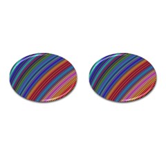 Multicolored Stripe Curve Striped Cufflinks (oval) by Sapixe