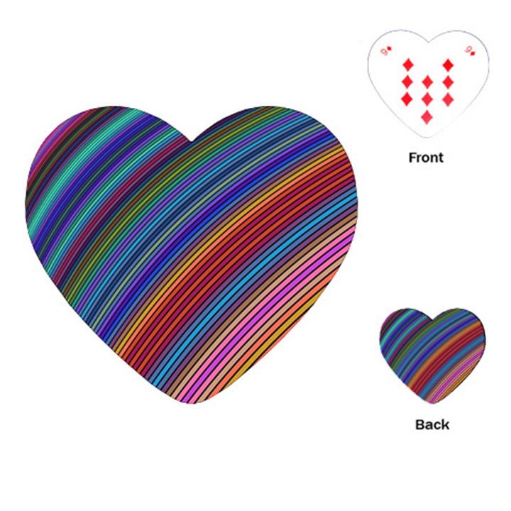 Multicolored Stripe Curve Striped Playing Cards (Heart) 