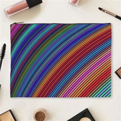 Multicolored Stripe Curve Striped Cosmetic Bag (xl) by Sapixe