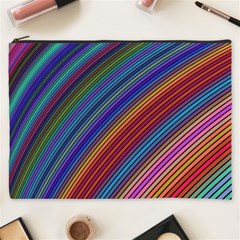 Multicolored Stripe Curve Striped Cosmetic Bag (xxxl)  by Sapixe