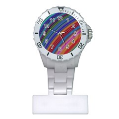 Multicolored Stripe Curve Striped Plastic Nurses Watch by Sapixe