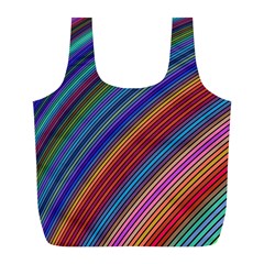 Multicolored Stripe Curve Striped Full Print Recycle Bags (l)  by Sapixe