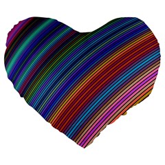 Multicolored Stripe Curve Striped Large 19  Premium Flano Heart Shape Cushions by Sapixe