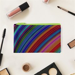 Multicolored Stripe Curve Striped Cosmetic Bag (xs) by Sapixe