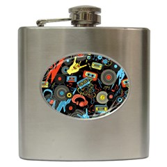 Music Pattern Hip Flask (6 Oz) by Sapixe