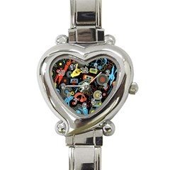 Music Pattern Heart Italian Charm Watch by Sapixe