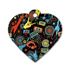 Music Pattern Dog Tag Heart (one Side) by Sapixe