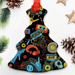 Music Pattern Christmas Tree Ornament (two Sides) by Sapixe