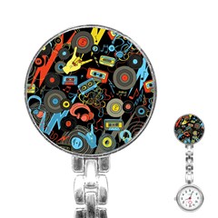 Music Pattern Stainless Steel Nurses Watch by Sapixe