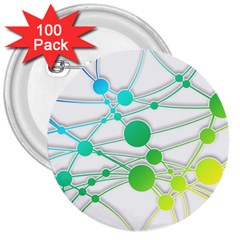 Network Connection Structure Knot 3  Buttons (100 Pack)  by Sapixe