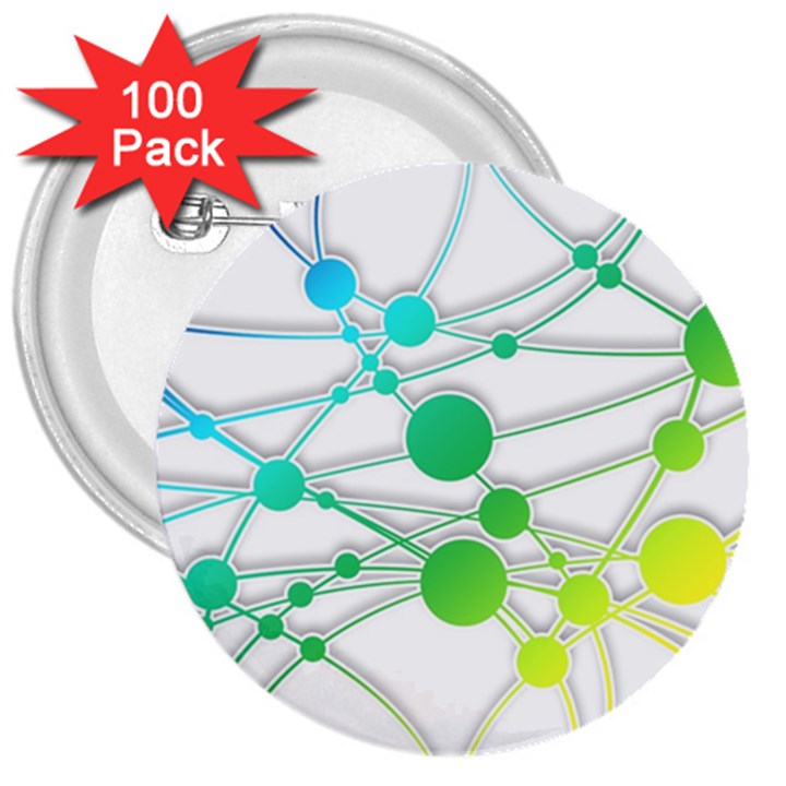 Network Connection Structure Knot 3  Buttons (100 pack) 