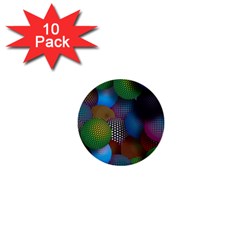 Multicolored Patterned Spheres 3d 1  Mini Buttons (10 Pack)  by Sapixe