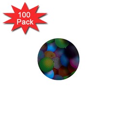 Multicolored Patterned Spheres 3d 1  Mini Magnets (100 Pack)  by Sapixe