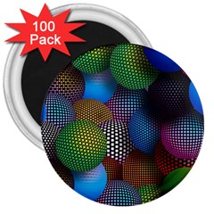 Multicolored Patterned Spheres 3d 3  Magnets (100 Pack) by Sapixe