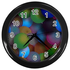 Multicolored Patterned Spheres 3d Wall Clocks (black)