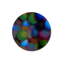 Multicolored Patterned Spheres 3d Rubber Round Coaster (4 Pack)  by Sapixe