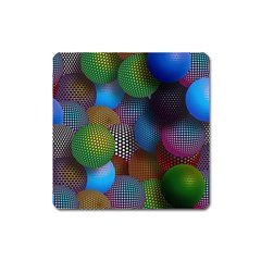 Multicolored Patterned Spheres 3d Square Magnet by Sapixe