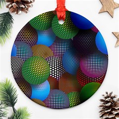 Multicolored Patterned Spheres 3d Round Ornament (two Sides) by Sapixe