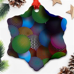 Multicolored Patterned Spheres 3d Snowflake Ornament (two Sides) by Sapixe