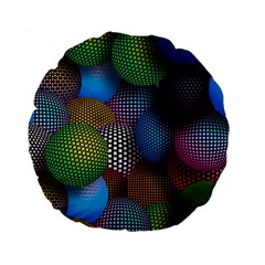 Multicolored Patterned Spheres 3d Standard 15  Premium Round Cushions by Sapixe