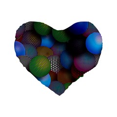 Multicolored Patterned Spheres 3d Standard 16  Premium Heart Shape Cushions by Sapixe