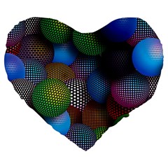 Multicolored Patterned Spheres 3d Large 19  Premium Heart Shape Cushions by Sapixe