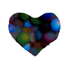 Multicolored Patterned Spheres 3d Standard 16  Premium Flano Heart Shape Cushions by Sapixe