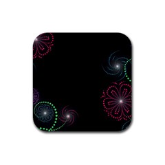 Neon Flowers And Swirls Abstract Rubber Coaster (square)  by Sapixe