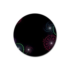 Neon Flowers And Swirls Abstract Rubber Round Coaster (4 Pack)  by Sapixe