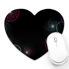 Neon Flowers And Swirls Abstract Heart Mousepads by Sapixe