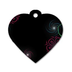 Neon Flowers And Swirls Abstract Dog Tag Heart (one Side) by Sapixe