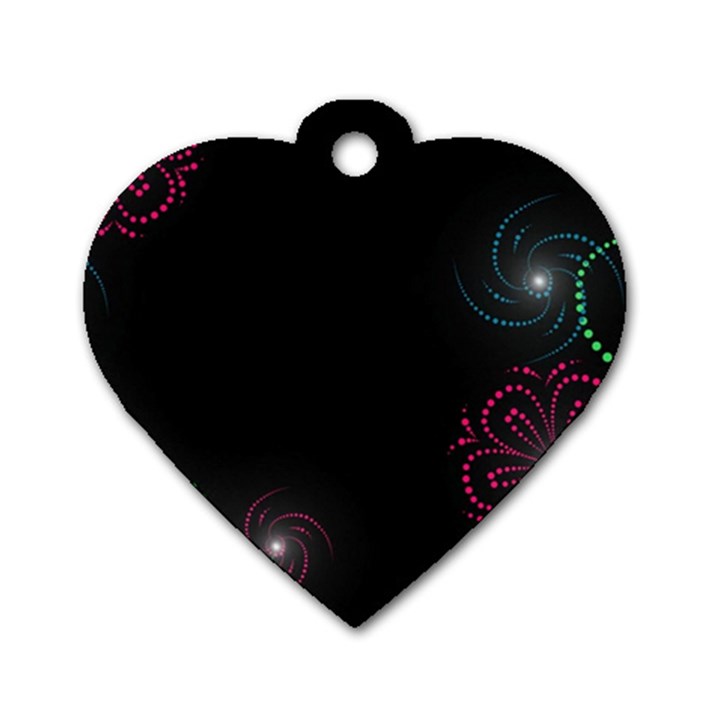 Neon Flowers And Swirls Abstract Dog Tag Heart (One Side)