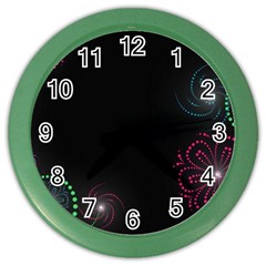 Neon Flowers And Swirls Abstract Color Wall Clocks by Sapixe