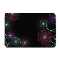 Neon Flowers And Swirls Abstract Small Doormat  by Sapixe