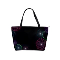 Neon Flowers And Swirls Abstract Shoulder Handbags by Sapixe