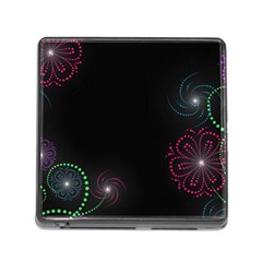 Neon Flowers And Swirls Abstract Memory Card Reader (square) by Sapixe