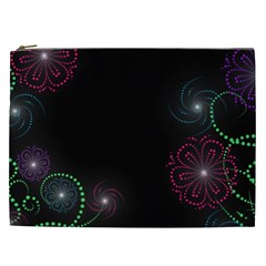 Neon Flowers And Swirls Abstract Cosmetic Bag (xxl)  by Sapixe