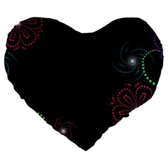 Neon Flowers And Swirls Abstract Large 19  Premium Heart Shape Cushions by Sapixe