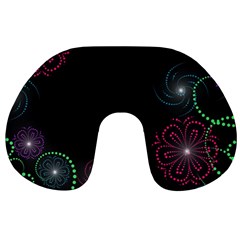 Neon Flowers And Swirls Abstract Travel Neck Pillows by Sapixe