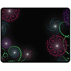 Neon Flowers And Swirls Abstract Double Sided Fleece Blanket (medium)  by Sapixe